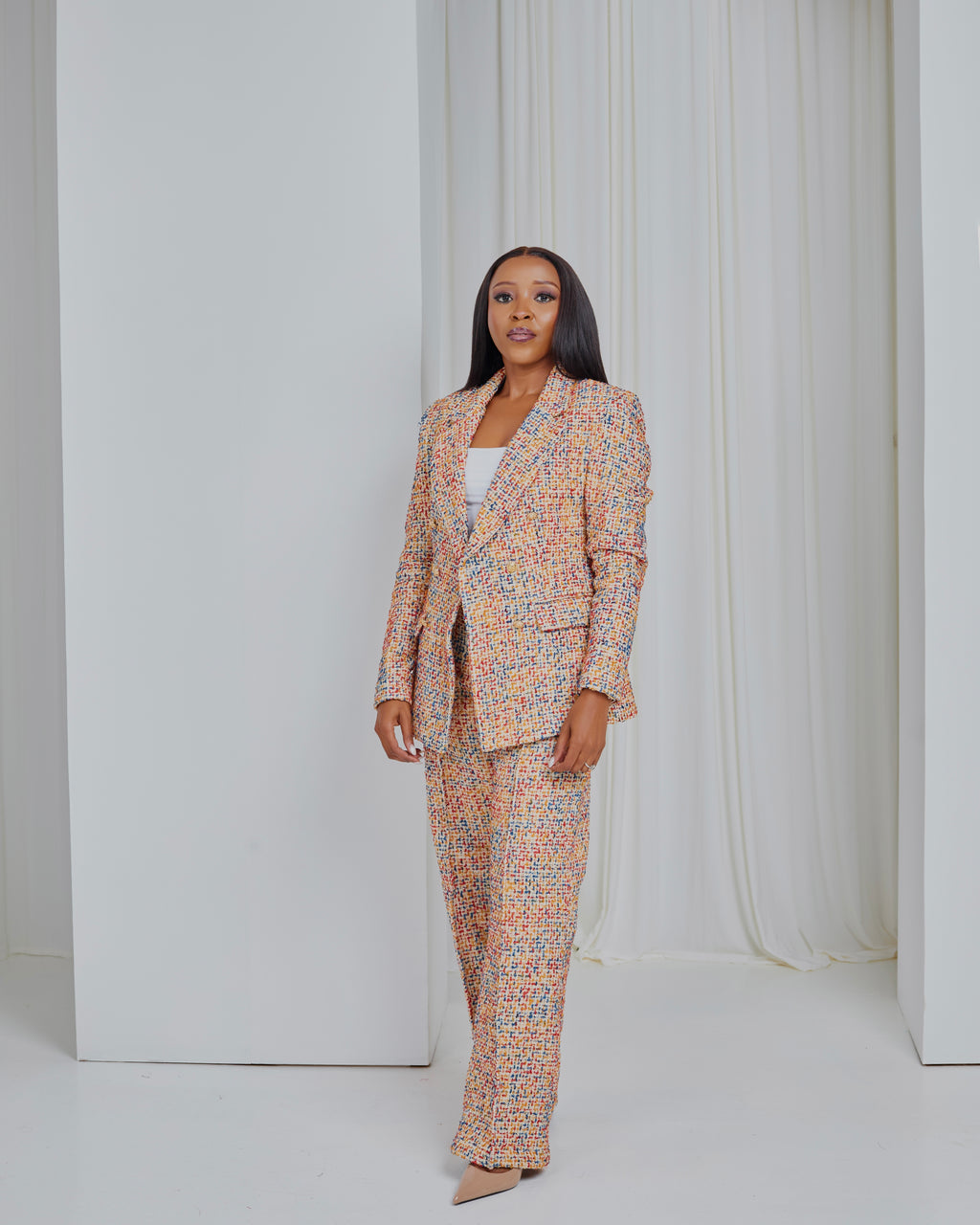 Multicolor Boucle Tweed Blazer