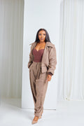 Brown Plaid Bomber Jacket