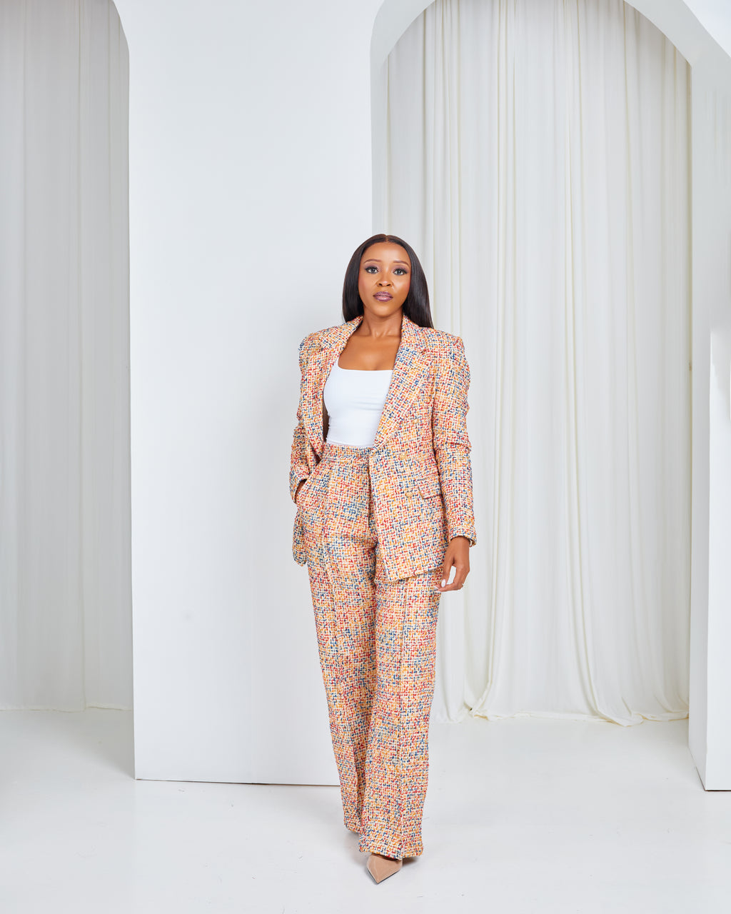 Multicolor Boucle Tweed Blazer
