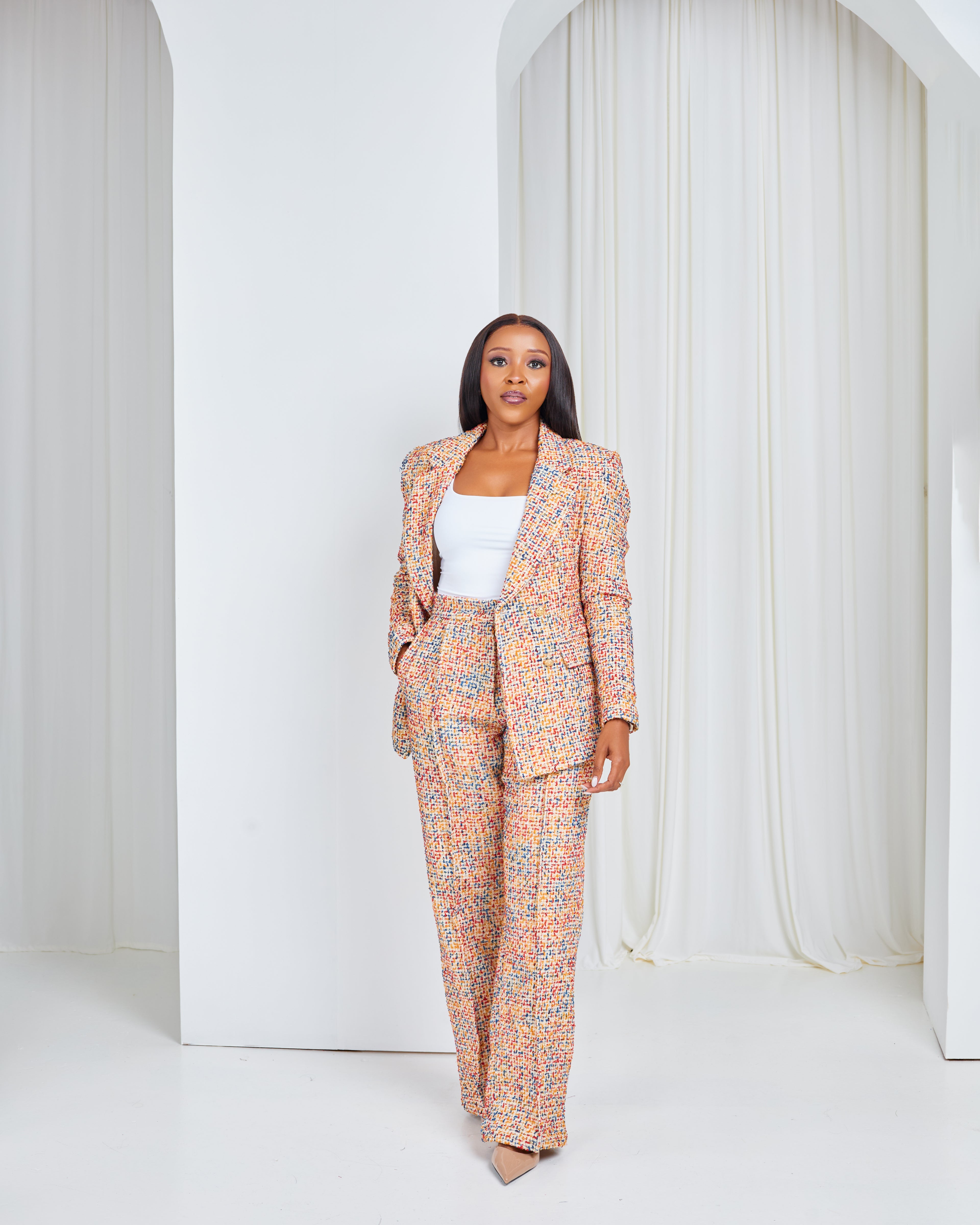 Multicolor Boucle Tweed Blazer