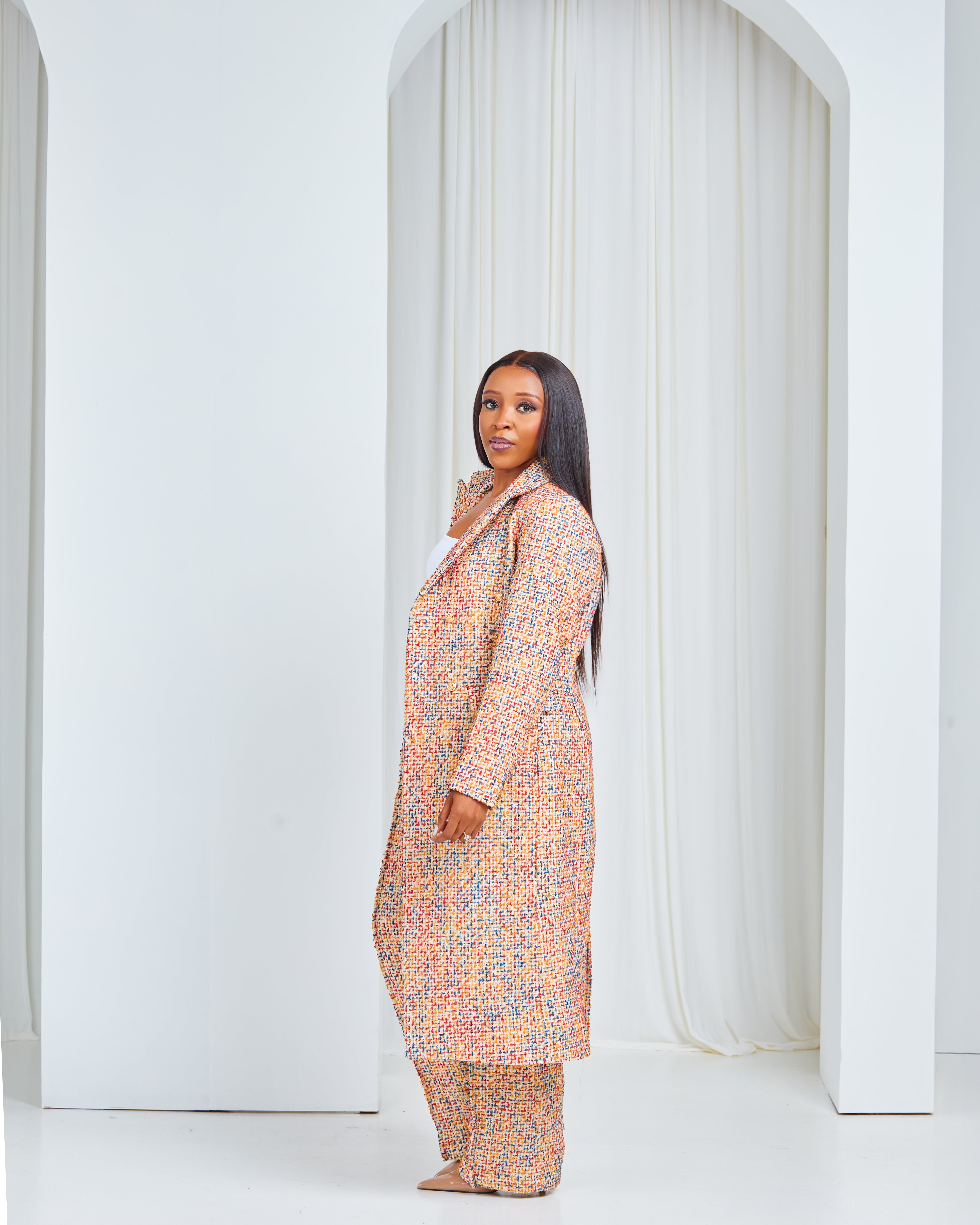 Multicolor Boucle Tweed Coat – Luxwearza